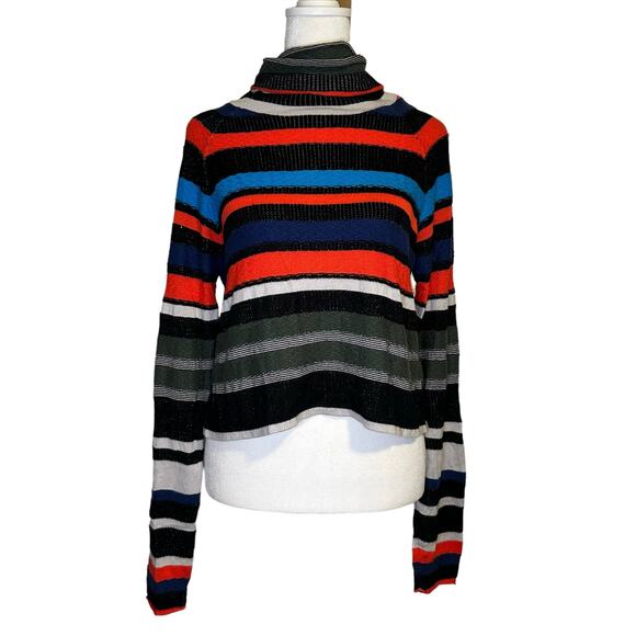 Free People multicolor striped turtleneck sweater size M - Picture 1 of 12